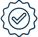 A blue seal with an image of a check mark
